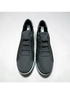 Bzees Women's Golden Knit Sneakers Black Metallic 9.5 Shimmer Slide On Shoes